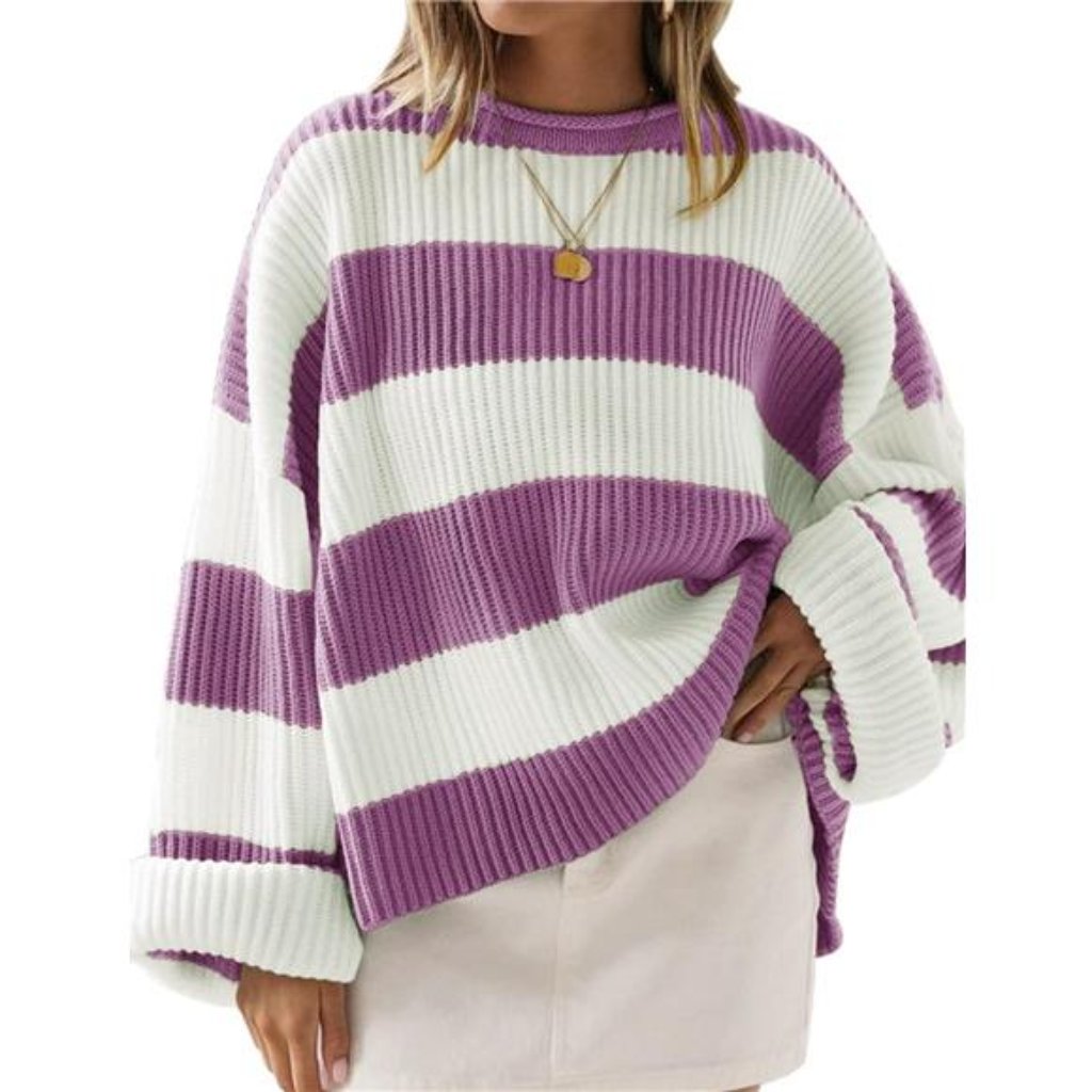 Women's Long Sleeve Crew Neck Pullover Purple